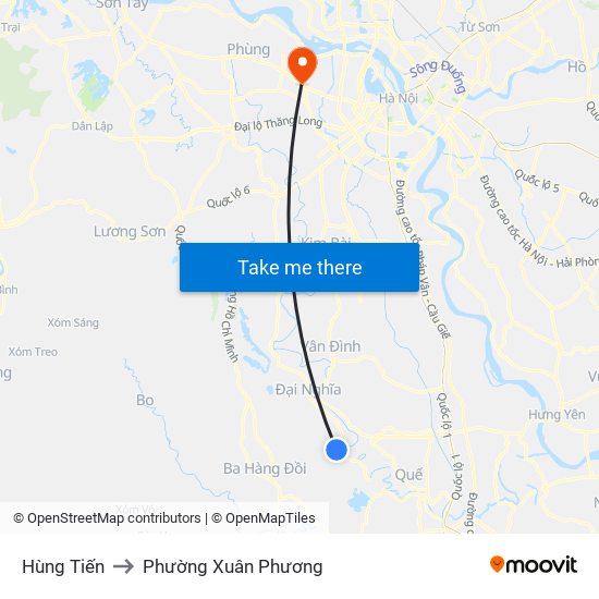 Hùng Tiến to Phường Xuân Phương map