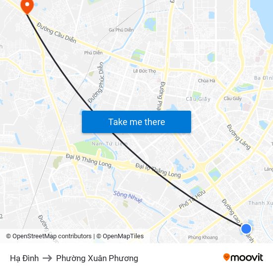 Hạ Đình to Phường Xuân Phương map