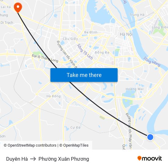 Duyên Hà to Phường Xuân Phương map