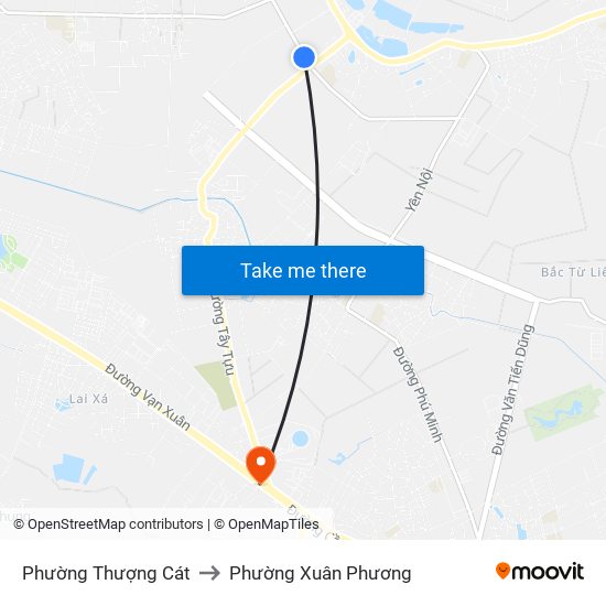 Phường Thượng Cát to Phường Xuân Phương map