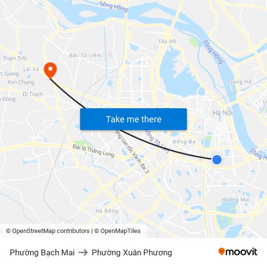 Phường Bạch Mai to Phường Xuân Phương map