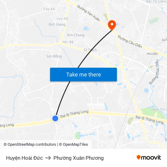 Huyện Hoài Đức to Phường Xuân Phương map