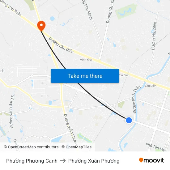 Phường Phương Canh to Phường Xuân Phương map