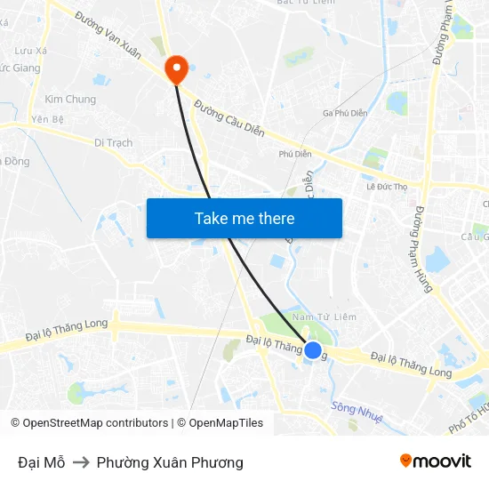 Đại Mỗ to Phường Xuân Phương map