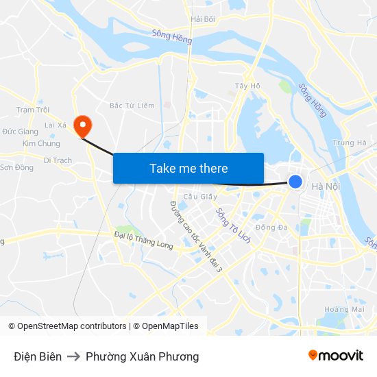 Điện Biên to Phường Xuân Phương map