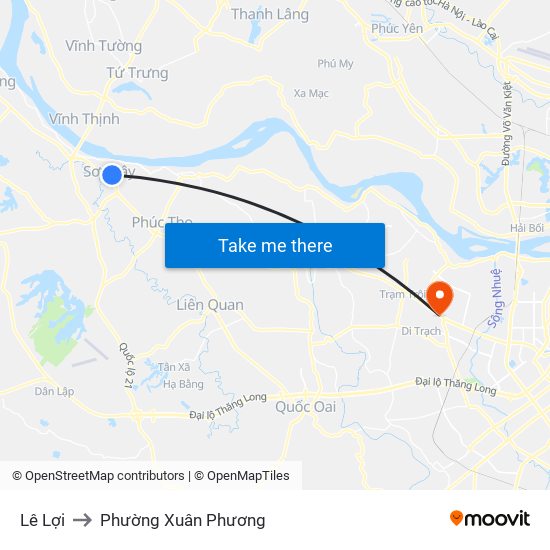 Lê Lợi to Phường Xuân Phương map