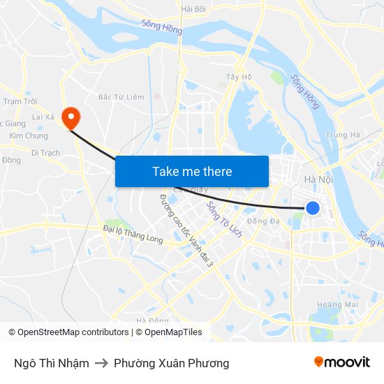 Ngô Thì Nhậm to Phường Xuân Phương map