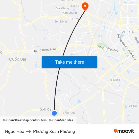 Ngọc Hòa to Phường Xuân Phương map