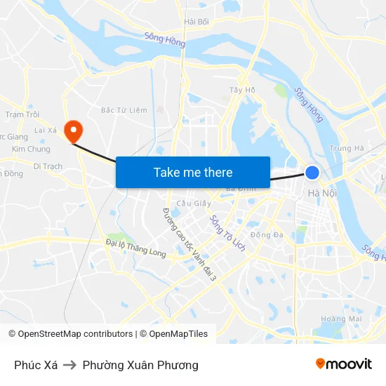 Phúc Xá to Phường Xuân Phương map