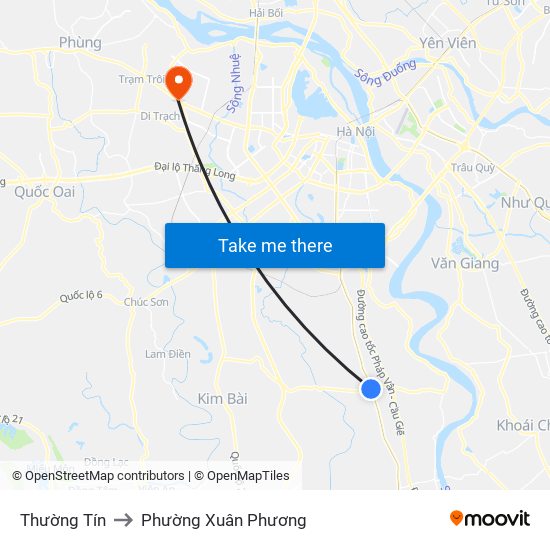 Thường Tín to Phường Xuân Phương map