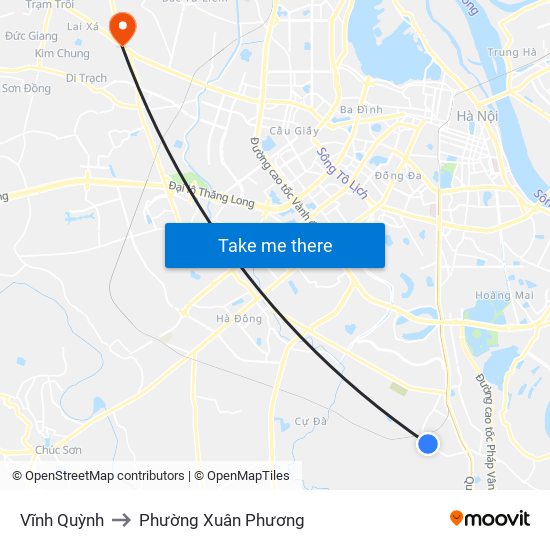 Vĩnh Quỳnh to Phường Xuân Phương map