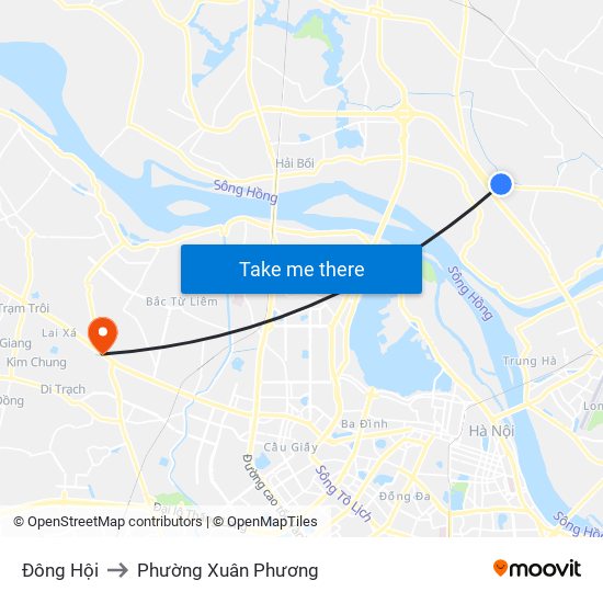 Đông Hội to Phường Xuân Phương map