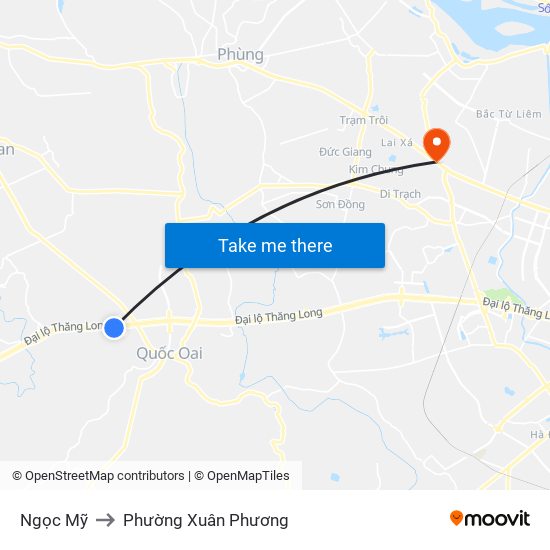 Ngọc Mỹ to Phường Xuân Phương map