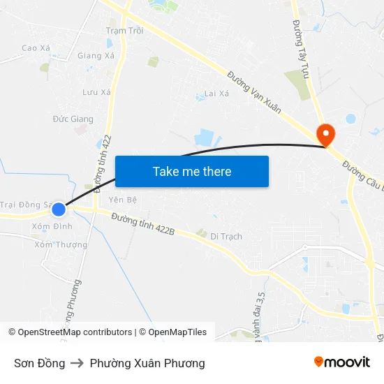 Sơn Đồng to Phường Xuân Phương map
