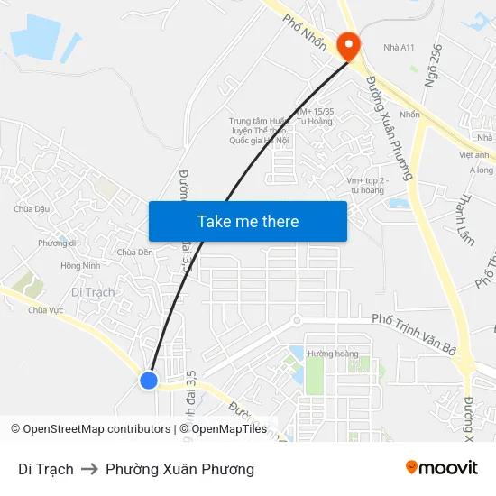Di Trạch to Phường Xuân Phương map