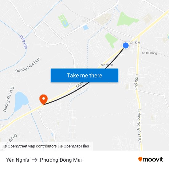 Yên Nghĩa to Phường Đồng Mai map
