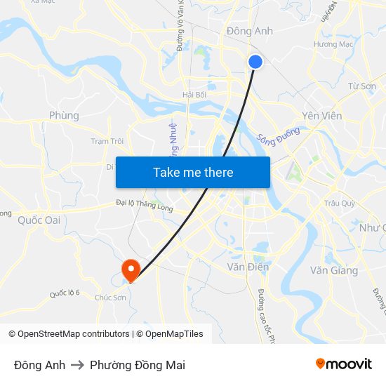 Đông Anh to Phường Đồng Mai map