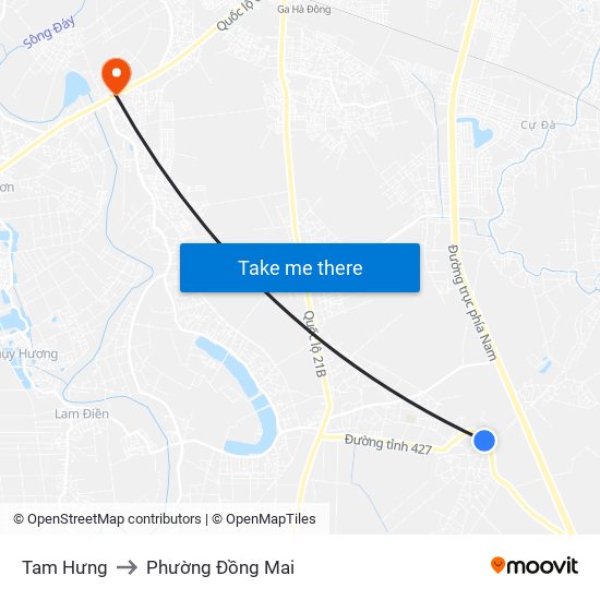 Tam Hưng to Phường Đồng Mai map