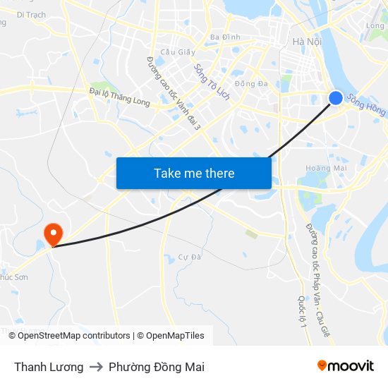 Thanh Lương to Phường Đồng Mai map