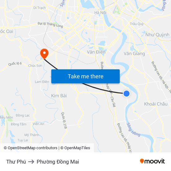 Thư Phú to Phường Đồng Mai map