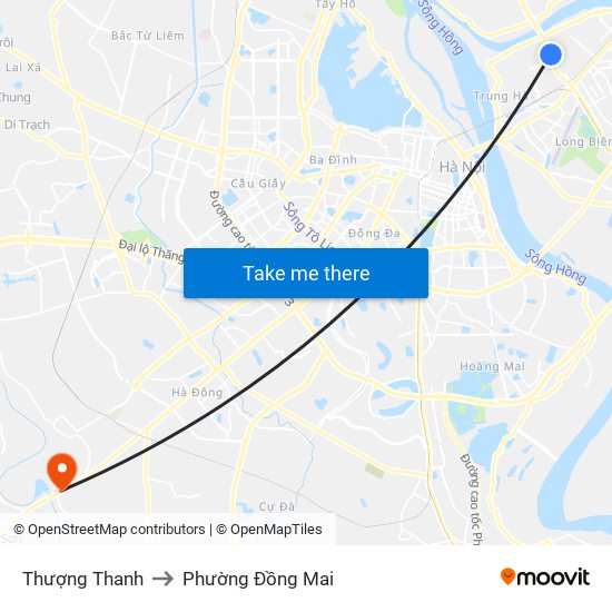 Thượng Thanh to Phường Đồng Mai map