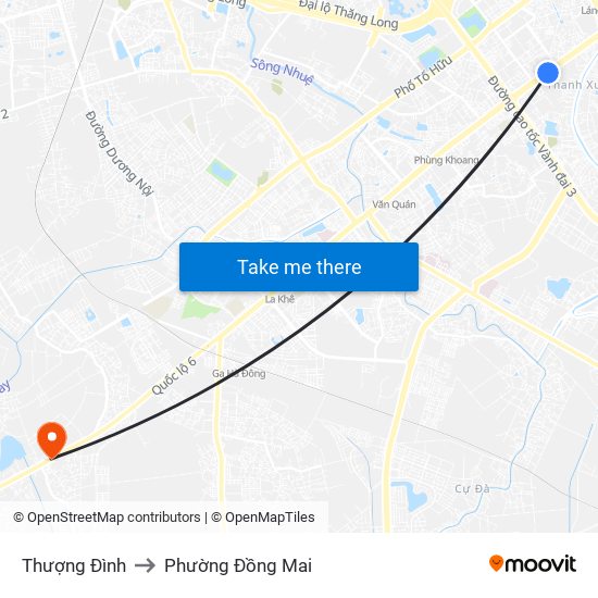 Thượng Đình to Phường Đồng Mai map