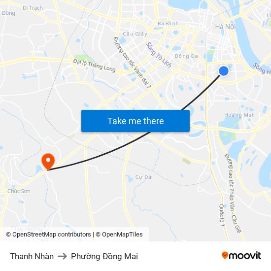 Thanh Nhàn to Phường Đồng Mai map