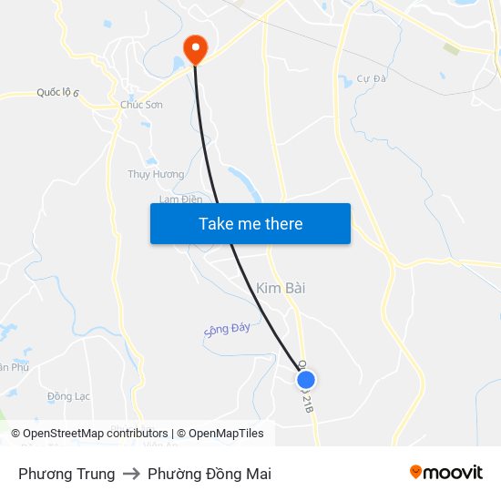 Phương Trung to Phường Đồng Mai map