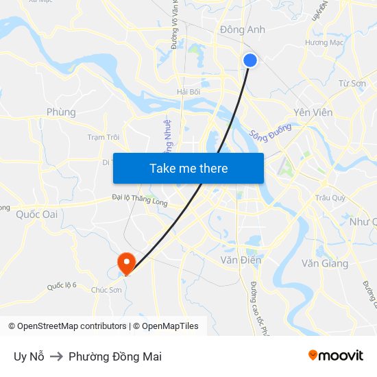 Uy Nỗ to Phường Đồng Mai map