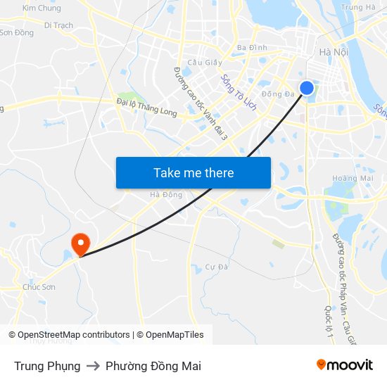 Trung Phụng to Phường Đồng Mai map