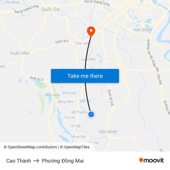 Cao Thành to Phường Đồng Mai map
