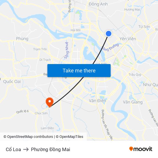 Cổ Loa to Phường Đồng Mai map