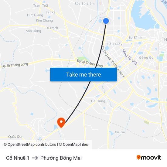 Cổ Nhuế 1 to Phường Đồng Mai map