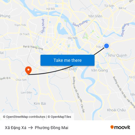 Xã Đặng Xá to Phường Đồng Mai map