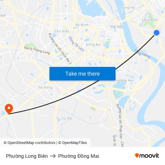 Phường Long Biên to Phường Đồng Mai map