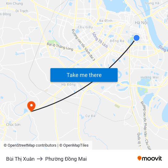 Bùi Thị Xuân to Phường Đồng Mai map