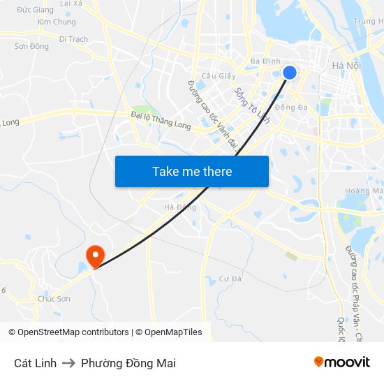 Cát Linh to Phường Đồng Mai map
