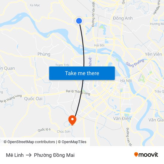 Mê Linh to Phường Đồng Mai map