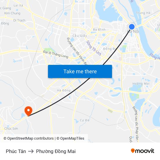 Phúc Tân to Phường Đồng Mai map