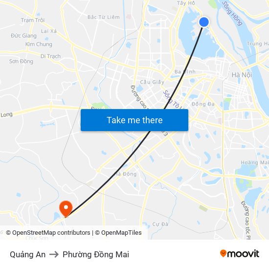 Quảng An to Phường Đồng Mai map