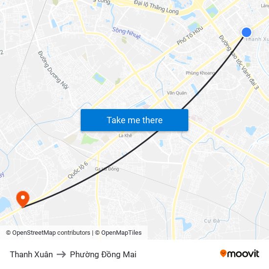 Thanh Xuân to Phường Đồng Mai map