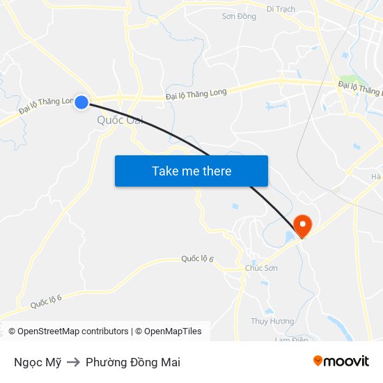 Ngọc Mỹ to Phường Đồng Mai map