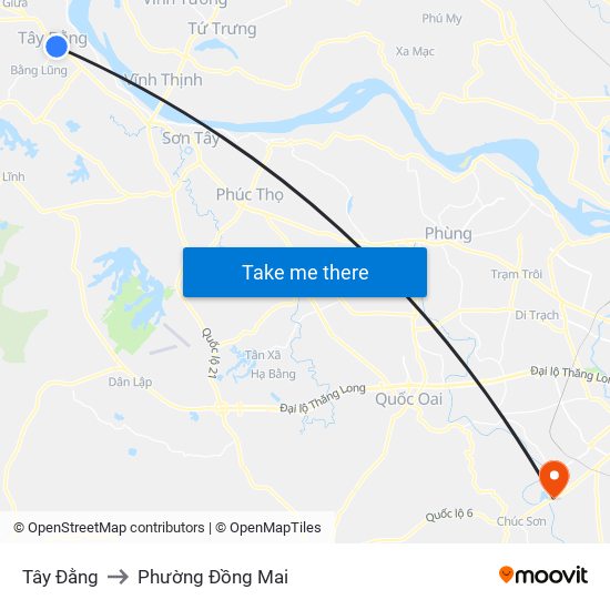 Tây Đằng to Phường Đồng Mai map