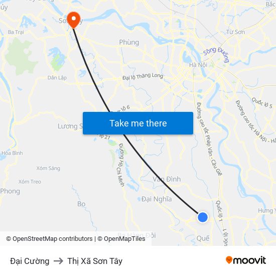 Đại Cường to Thị Xã Sơn Tây map