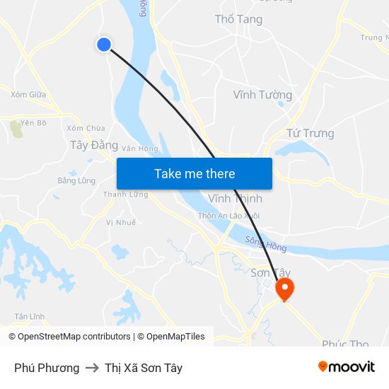 Phú Phương to Thị Xã Sơn Tây map