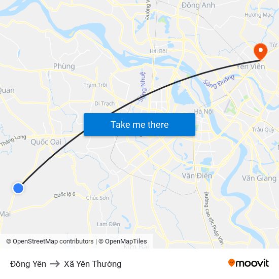 Đông Yên to Xã Yên Thường map