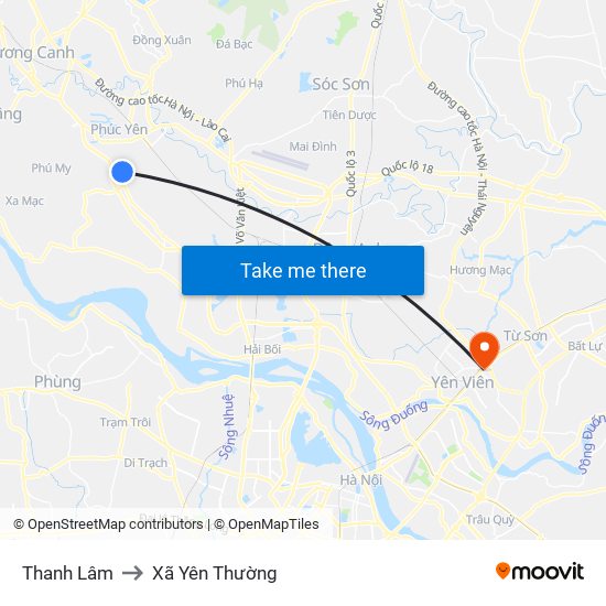 Thanh Lâm to Xã Yên Thường map