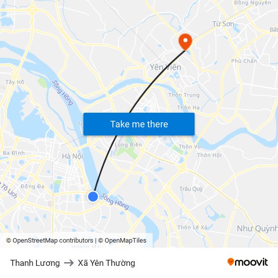 Thanh Lương to Xã Yên Thường map