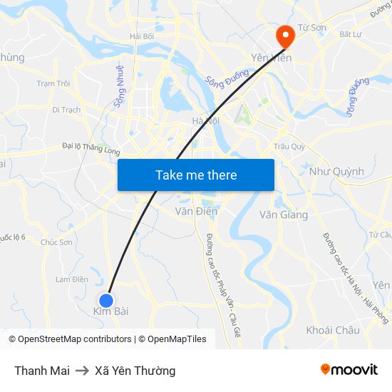 Thanh Mai to Xã Yên Thường map