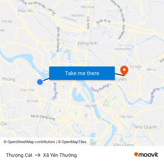 Thượng Cát to Xã Yên Thường map